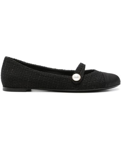 Roberto Festa Tweed Ballerina Shoes - Black