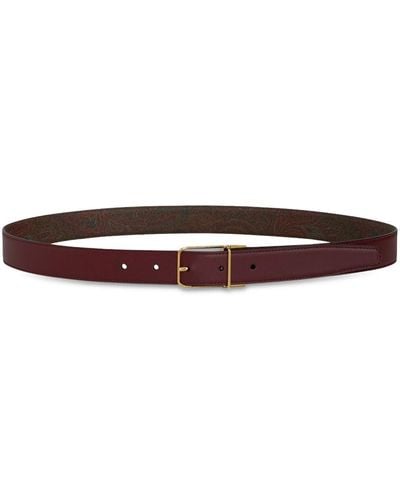 Etro Reversible Buckled Leather Belt - Brown