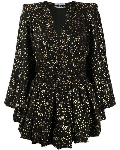 The Attico Gold Star Mini Pleated Dress - Black