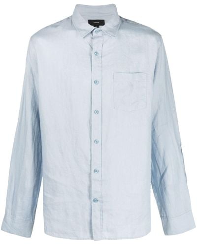 Vince Long-sleeve Linen Shirt - Blue