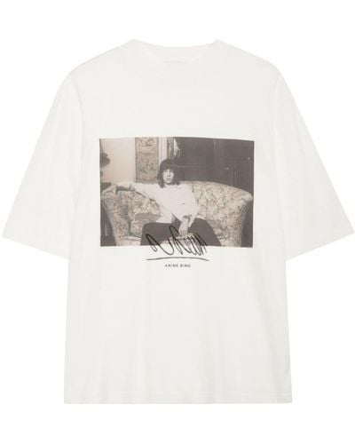 Anine Bing T-Shirt mit grafischem Print - Weiß