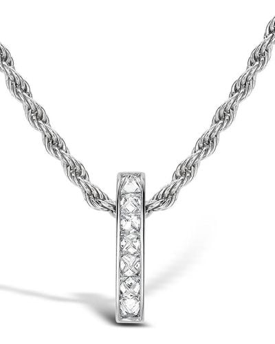 Pragnell 18kt White Gold Rock Chic Diamond Bar Pendant Necklace - Metallic
