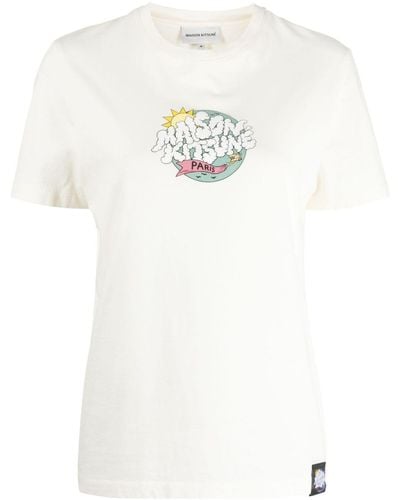Maison Kitsuné Camiseta con logo estampado - Blanco