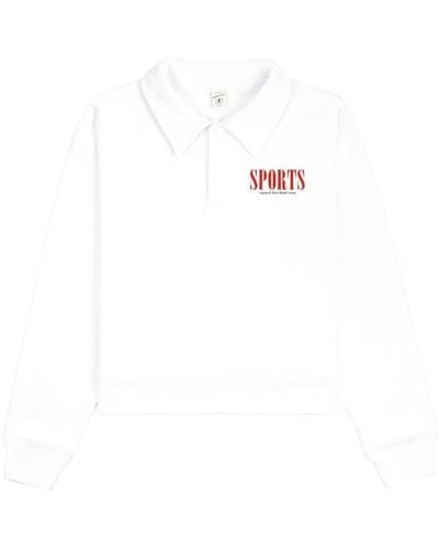 Sporty & Rich Cropped Cotton Polo Shirt - White