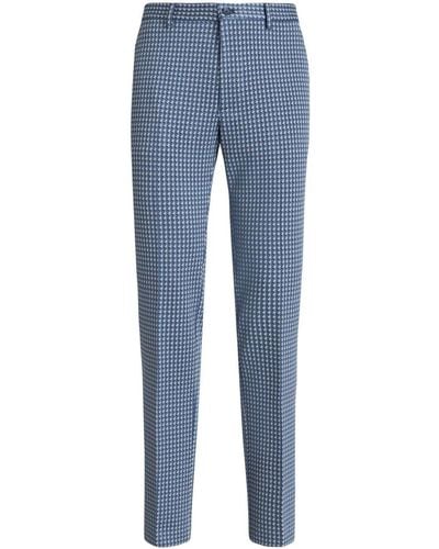 Etro Graphic-print Tailored Trousers - Blue