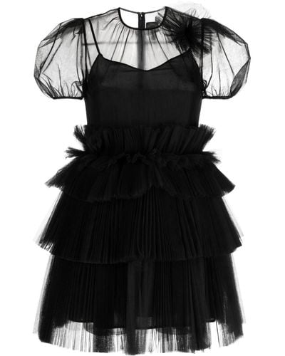 Huishan Zhang Telsha Tulle-detail Dress - Black
