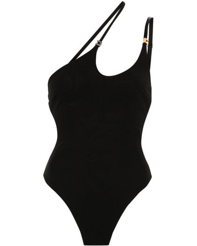 Elisabetta Franchi Spaghetti-strap Asymmetric Bodysuit - Black