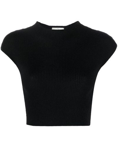 LeKasha Greece Ribbed-knit Top - Black
