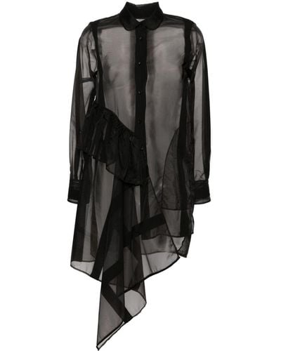 Uma Wang Asymmetrische Bluse mit Streifen - Schwarz