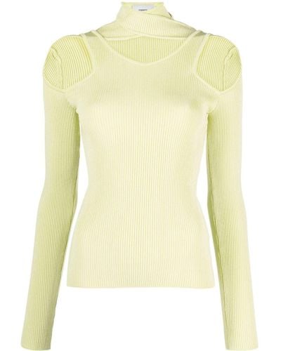 Coperni Cut-out Ribbed-knit Sweater - Yellow