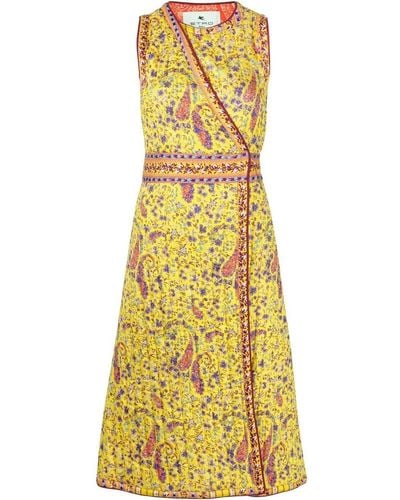 Etro Quilted Paisley-print Midi Dress - Yellow