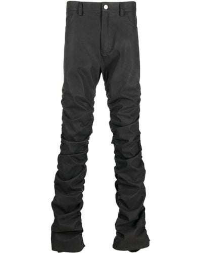 MISBHV Ruched-detail Tapered Trousers - Black