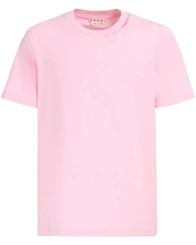 Marni Floral-print Cotton T-shirt - Pink