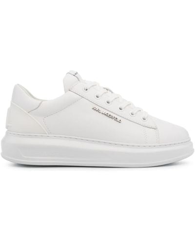 Karl Lagerfeld Logo-lettering Leather Trainers - White