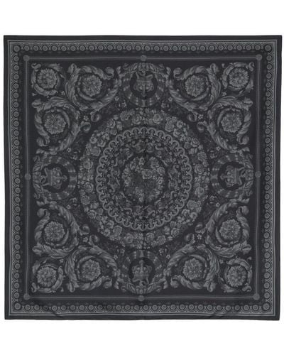 Versace Barocco Print Silk Twill Scarf - Black