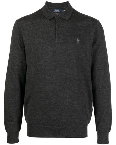 Polo Ralph Lauren Fijngebreid Poloshirt - Grijs