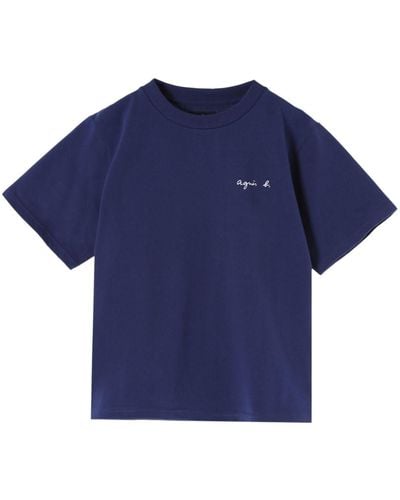 agnès b. Logo-print Cotton T-shirt - Blue