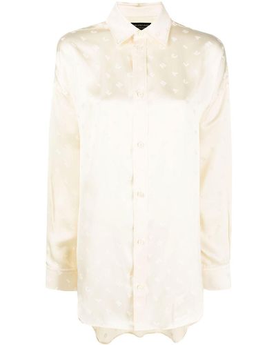 Balenciaga Logo-print Long-sleeve Shirt - White