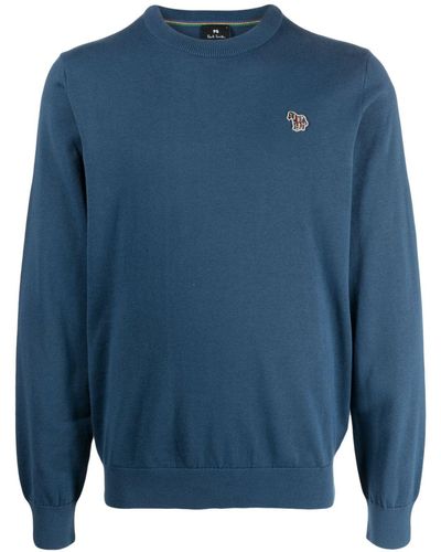 PS by Paul Smith Logo-patch Cotton Sweatshirt - Blue