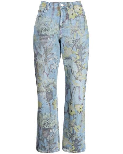 Stella McCartney Pantaloni denim Rewild Flora - Blu