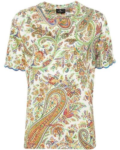 Etro T-shirt Met Paisley-print - Groen