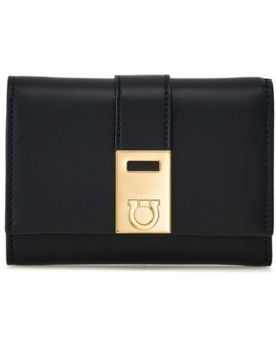 Ferragamo Hug Two-tone Leather Wallet - Black
