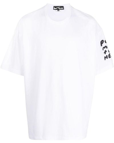 COMME DES GARÇON BLACK T-Shirt mit Slogan-Print - Weiß