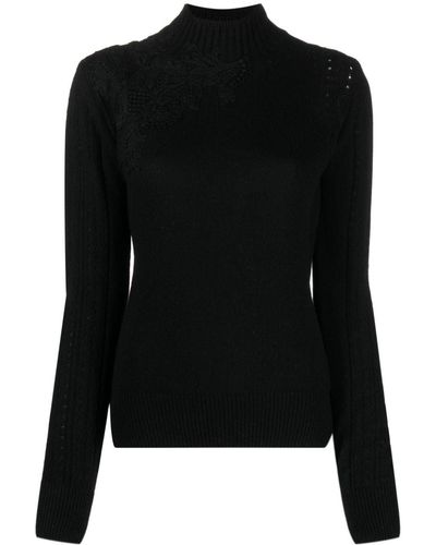 Ermanno Scervino Roll-neck Fine-knit Sweater - Black