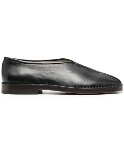 Lemaire Square-toe Leather Loafers - Gray