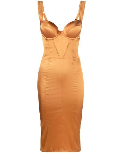 Noire Swimwear Corseted Silk-blend Short Dress - Orange