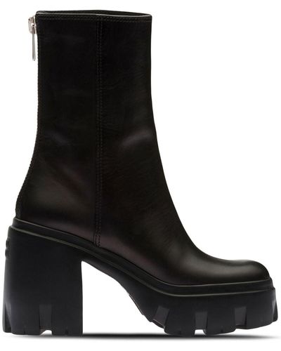 Miu Miu Oversized Sole Leather Ankle Boots - Black