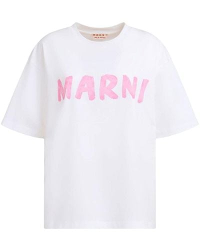 Marni T-shirt en coton à logo imprimé - Blanc