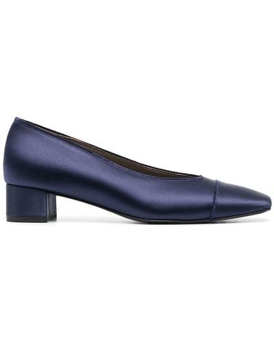 Pedro Garcia Satin-finish Low-heeled Court Shoes - Blue