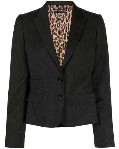 Dolce & Gabbana Single-breasted Pinstripe Blazer - Black