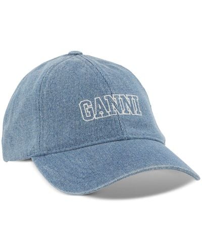 Ganni Cappello da baseball con ricamo - Blu