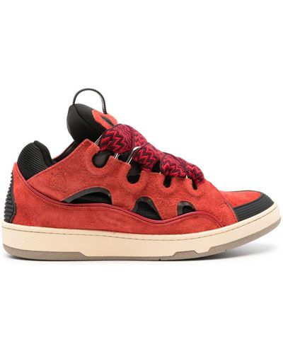 Lanvin Sneakers curb in camoscio e mesh - Rosso
