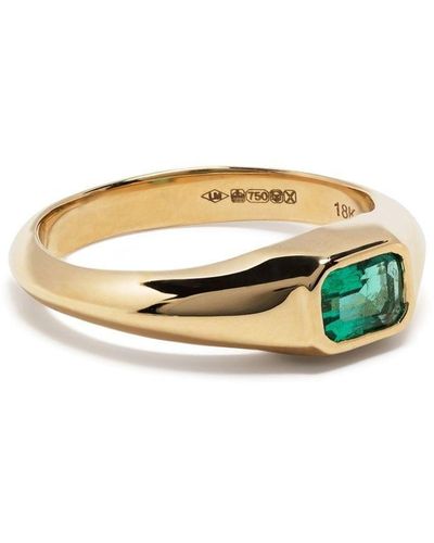 Lizzie Mandler 18kt Yellow Gold Emerald Signet Ring - Metallic