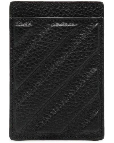 Off-White c/o Virgil Abloh Porte-cartes en cuir à rayures Diag - Noir