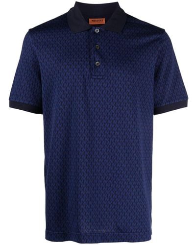 Missoni Zigzag-print Polo Shirt - Blue