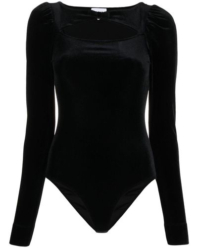 Ganni Cut-out Velvet Bodysuit - Women's - Recycled Polyester/elastane - Black