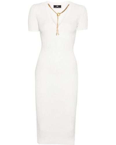 Elisabetta Franchi Ribbed-knit Midi Dress - White