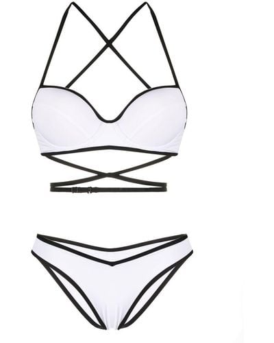Noire Swimwear Balconette-Bikini mit überkreuzten Trägern - Weiß