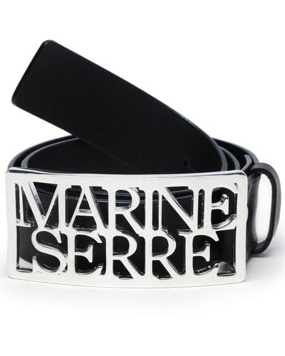 Marine Serre Ledergürtel mit Logo-Schnalle - Schwarz