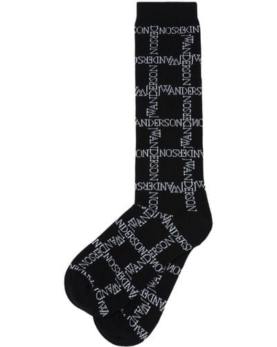 JW Anderson Intarsia-knit Logo Socks - Black