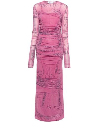 Blumarine Cargo Maxi-jurk Met Patchprint - Roze