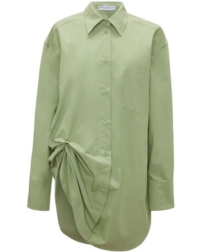 JW Anderson Eyelet-detail Oversized Cotton Shirt - Green