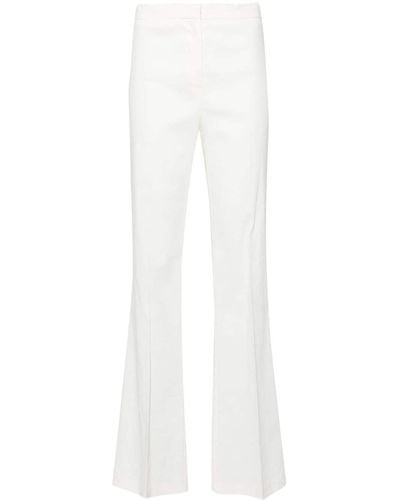 Pinko High-waisted Linen-blend Trousers - White