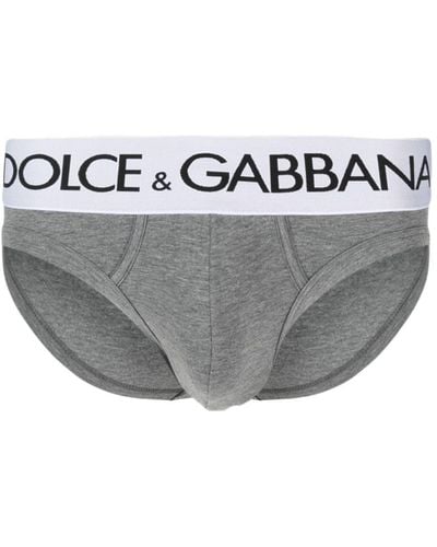 Dolce & Gabbana Bragas con logo en la cinturilla - Gris