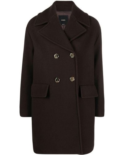 Pinko Notched Lapels Double-breasted Coat - Black