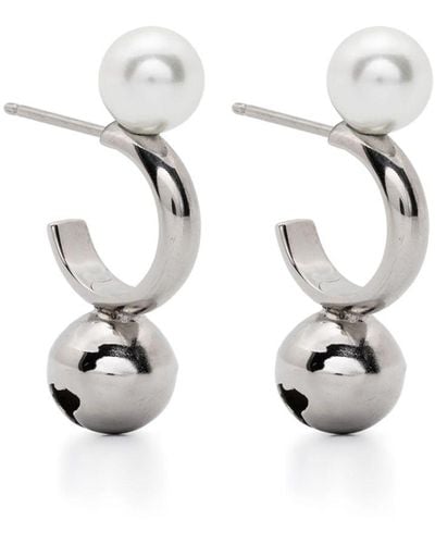 Simone Rocha Bell Charm Hoop Earrings - White